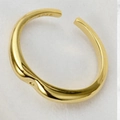 Minimalist S925 sterling silver golden open ring with irregular flowing geometric design - Open Size 14 (Adjustable 12-17) / 18K Gold