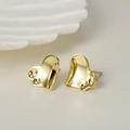 Pendientes de corazón dorado minimalistas en plata de ley S925 pulida para mujer - Plata 925 / Oro 18K (Con Tapa de Plata)
