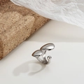 Polsino per orecchio minimalista in argento S925 con design a goccia lucida - Argento 925 / Oro Bianco (Singolo)