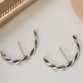 Pendientes vintage de plata de ley S925 con diseño de textura tejida retorcida - Plata 925 / Plata Antigua