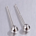 Minimalistische Kugelohrstecker aus 925 Sterling Silber mit poliertem Finish - 925 Silber (Mit Gummistopper) / Weißgold 2.5mm