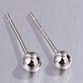 Minimalistische Kugel-Ohrstecker aus poliertem S925 Sterlingsilber im runden Design - 925 Silber (Mit Gummistopper) / Platin 3mm