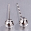 Minimalistische Kugelohrstecker aus 925er Sterlingsilber mit poliertem Finish - 925 Silber (Mit Gummistopper) / Weißgold 4mm