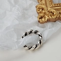 Retro 925 sterling silver twist ring with oxidized braided chain design - Open Size 14 (Adjustable 12-17) / Antique Silver