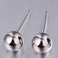 Minimalistische 925 Sterling Silber Bohnen-Ohrstecker mit polierter Silberoberfläche - 925 Silber (Mit Gummistopper) / Weißgold 5mm