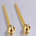 Minimalist 925 sterling silver round bead stud earrings with shiny gold plated finish - 925 Silver (With Rubber Back) / 18K Gold 2.5mm