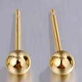 Minimalist 925 sterling silver ball stud earrings with polished 14K gold plated finish - 925 Silver (With Rubber Back) / 18K Gold Color 4mm