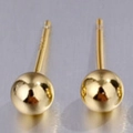 Polished 925 sterling silver ball stud earrings with 18k gold plating finish - 925 Silver (With Rubber Back) / 18K Gold Color 5mm