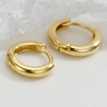 Minimalist thick gold-plated S925 sterling silver hoop earrings in a circular style - 8mm Inner Diameter / 18K Gold