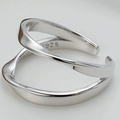 Anello doppio strato Mobius in argento sterling S925 con design intrecciato in argento - Misura Aperta 14 (Regolabile 12-17) / Oro Bianco