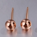 Minimalist 925 sterling silver ball stud earrings with rose gold plated mirror finish - 925 Silver (With Rubber Back) / Rose Gold 5mm