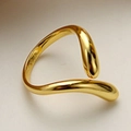 Elegant gold-plated S925 sterling silver wavy open ring with a sleek minimalist design - Open Size 14 (Adjustable 12-17) / 18K Gold