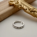 S925 Sterling Silber Ring im Vintage Quadrat-Design mit verstellbarer Öffnung für Damen - Offene Größe 14 (Verstellbar 12-17) / Antiksilber