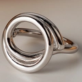 Modern minimalist multi-layer silver 925 interlocking circle open ring for women - Adjustable Size 14 / White Gold