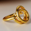 Minimalist gold plated multi-layer intertwined geometric ring with polished finish - Adjustable Size 14 / 18K Gold