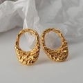 Pendientes de plata S925 dorada con textura de lava y diseño redondo irregular - Plata 925 / Oro de 18K