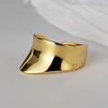 Pendiente de presión ancho dorado minimalista con acabado de lava cóncavo pulido - Chapado en Oro de 18K (Pieza única) / Plata 925