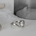 S925 Sterlingsilber Ring in unregelmäßiger Flüssigmetall-Optik, poliert und verstellbar - Verstellbare Größe 14 / Weißgold