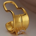 Earcuff dorado de doble capa con circón cuadrado en engaste de cuatro puntas minimalista - Plata 925 / Oro de 18K