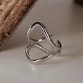 Minimalistische S925 sterling zilveren oorclip met een hol golvend lijnenontwerp - Witgoud (Enkel) / 925 zilver