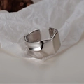 Minimalist S925 sterling silver open ring with unique irregular textured surface - Open Size 14 (Adjustable 12-17) / White Gold