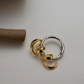 Minimalistischer S925 Sterlingsilber Ring mit ineinandergreifenden Gold- und Silberelementen - Offene Größe 14 (Verstellbar 12-17) / Zweifarbig