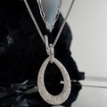 Collana a due strati in argento S925 con ciondolo a goccia d'acqua testurizzato per donna - Argento 925 / Oro Bianco