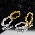 Moderne S925 Silber Doppelring-Ohrringe mit strukturierter Gold-Silber-Oberfläche - 925er Silber / Gold und Silber Zweifarbig