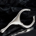 Minimalist S925 sterling silver irregular teardrop ear cuff in a polished silver finish - 925 Silver / White Gold (Single)