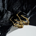 Irregular golden wave stud earrings with a polished liquid gold flowing design - 925 Silver / 18K Gold