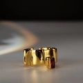 Irregular gold texture ring with rectangular red zircon and adjustable open band - Open Size 14 (Adjustable) / 18K Gold
