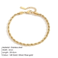 4mm gold twisted rope chain anklet in stainless steel with 20+3cm adjustable length - Gold / Gold Twist Rope Chain (4mm)