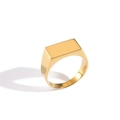 Primer plano del anillo de sello cuadrado bañado en oro con superficie metálica pulida - Talla US 7 (54mm) / Oro 18K (YJ44953)