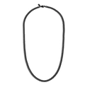 Flat lay of minimalist black coated stainless steel curb chain necklace with lobster clasp - 55CM Chain-4MM*8MM Smooth Tag / 4mm Width / IP Black
