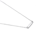Polished silver stainless steel bar pendant with minimalist cross chain on white background - Steel