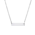 Minimalist silver stainless steel necklace with geometric rectangular bar pendant - Steel