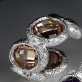 Gelede S925 zilveren oormanchet met ingelegde champagnekleurige zirkonia - 925 Sterling Zilver (Zilver) / Enkel Stuk / Champagne