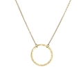 Collar minimalista de oro con cadena fina y un colgante redondo con textura martillada - Círculo Martillado (Dorado) / Dorado