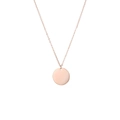 Vue détaillée du pendentif rond minimaliste en acier inoxydable de couleur or rose - Or rose