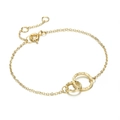 Minimalistisches, gehämmertes Goldarmband mit Doppelkreis und verstellbarer O-Kette - Gold