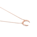 Collar de oro rosa con colgante de luna creciente martillada y cadena tipo O - Oro rosa