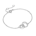 Minimalistisches Armband mit zwei ineinandergreifenden Ringen und Hammerschlag-Textur - Stahlfarbe