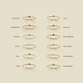 Set of 12 minimalist stainless steel birthstone rings with colorful round rhinestones - US5 (49mm) / Gold Set