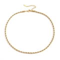 Collier chaîne de corde en acier inoxydable plaqué or 18k avec fermoir homard - 2mm / 40cm / Or