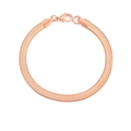 Elegantes Armband aus roségoldener flacher Schlangenkette mit robustem Karabiner - Breite Kurze Ausführung / Roségold