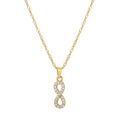 Elegant gold-tone infinity symbol necklace with pavé crystal accents on twisted rope chain - Heart / Gold