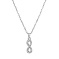 Silver infinity necklace with crystal micro-pavé stones and water wave chain for women - Letter R / Silver
