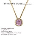 Pendente con pietra portafortuna di ottobre rosa chiaro su catena in oro 14K - Oro / Rosa Ottobre