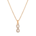 Gold stainless steel infinity symbol necklace with shimmering pavé crystal details - Letter A / Rose Gold