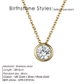 Collana in acciaio inox placcato oro 14K con ciondolo in cristallo aprile 8mm - Oro / Aprile Bianco (Colore Diamante/Cristallo)
